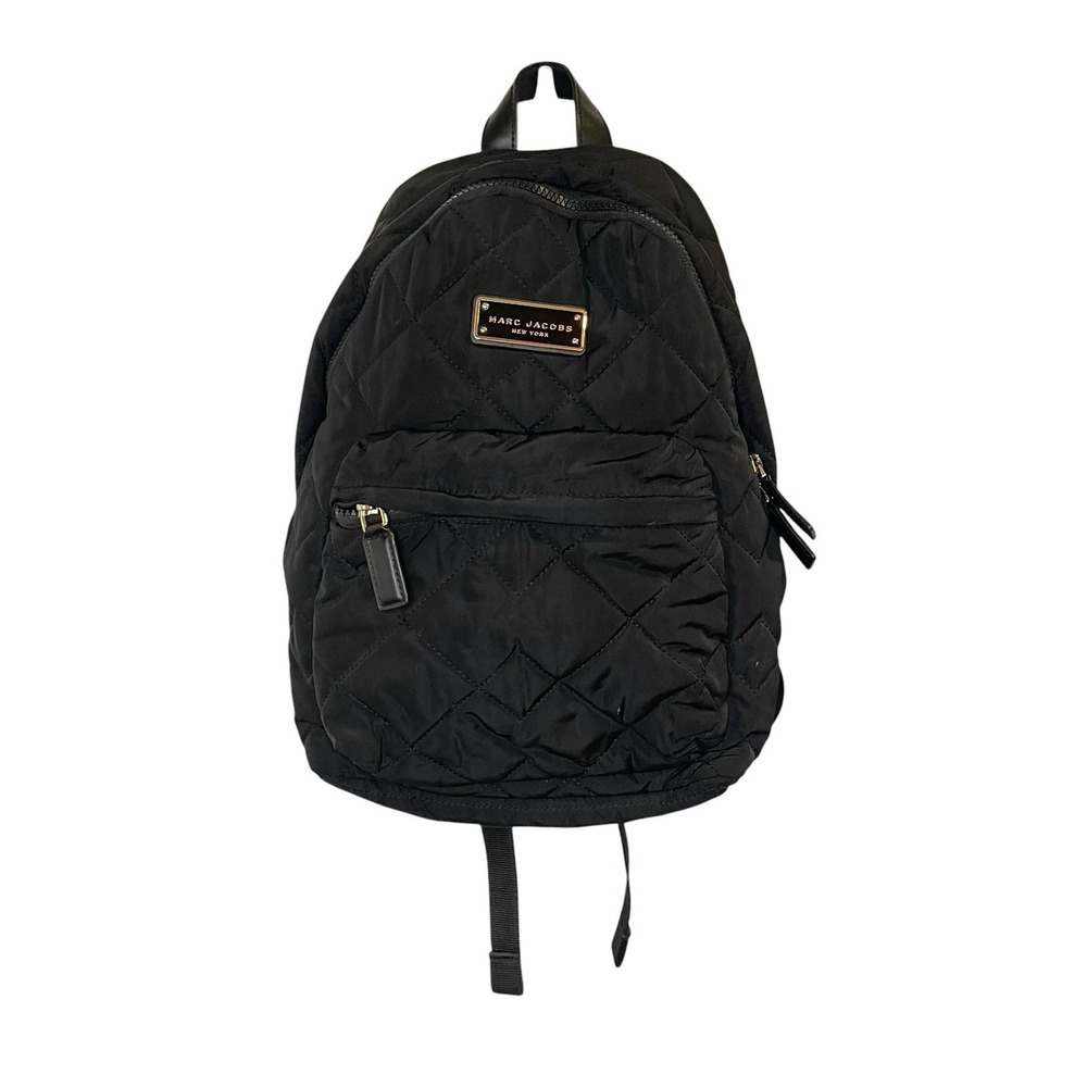 Marc Jacobs Quilted Nylon Backpack Purse Solid Black Womens Bag Travel School
